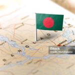 Bandiera del Bangladesh su mappa